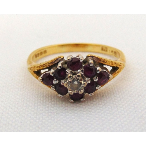 321 - 18ct yellow gold, diamond and ruby dress ring, approx total weight 3.6g