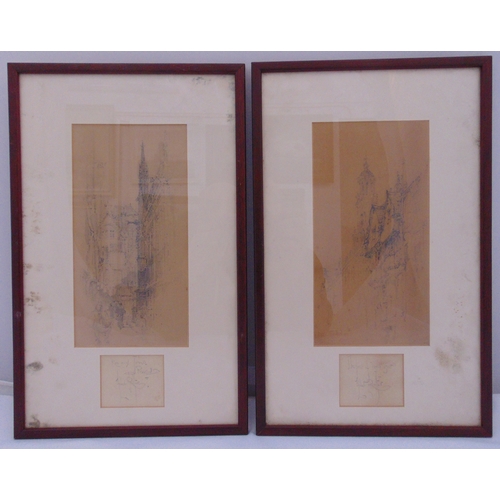 40 - A framed and glazed woodcut of Eric Gill, a pair of framed and glazed signed pencil drawings of a No... 