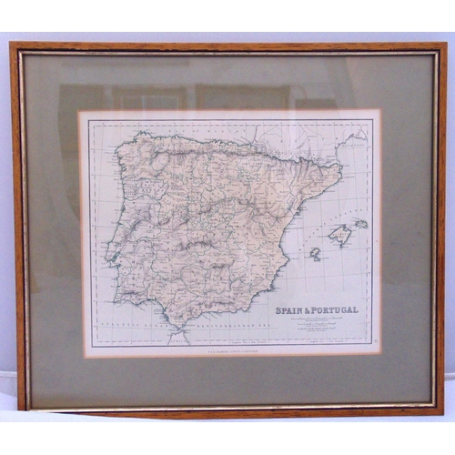 41 - A framed and glazed map of Europe, drawn and engraved by J Rapkin with six illustrations by J Marcha... 