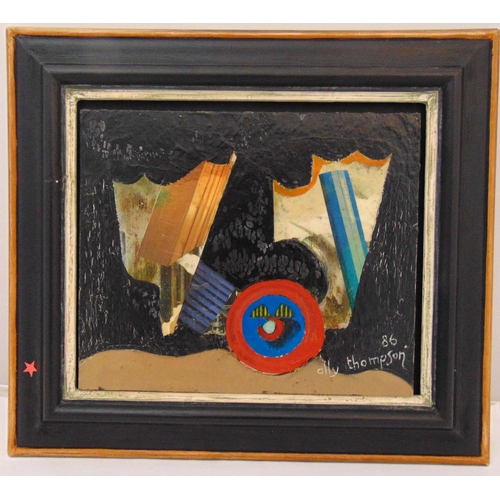 70 - Ally Thompson a framed oil on board titled Surreal Head, signed and dated 1986 bottom right, 25.5 x ... 