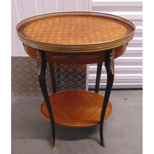 11 - A continental oval mahogany and Kingswood galleried occasional table on four cabriole legs, 75 x 56 ... 