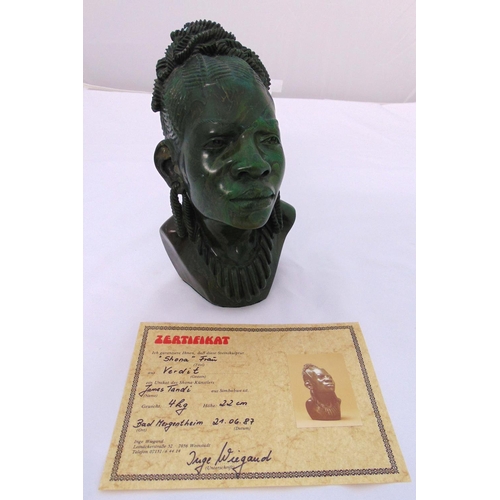 221 - James Tandy verdite sculpture titled Shona Fain with COA, 22 x 13 x 13cm