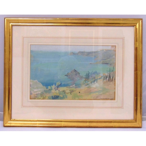 64 - Theodore Ramos (Spanish 1928-2018) framed and glazed watercolour of a Jersey coastal scene, signed b... 