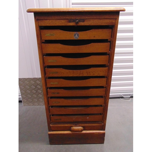 1 - A mid 20th century rectangular Crusader tambour front music filing cabinet, 112 x 58.5 x 52.5cm