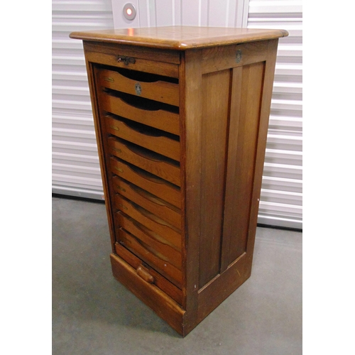 1 - A mid 20th century rectangular Crusader tambour front music filing cabinet, 112 x 58.5 x 52.5cm