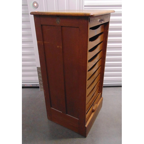 1 - A mid 20th century rectangular Crusader tambour front music filing cabinet, 112 x 58.5 x 52.5cm