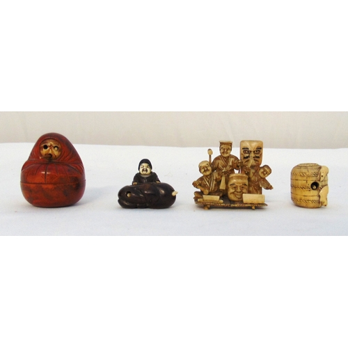 159 - Four 19th century Japanese carved novelty Netsukes, tallest 5.5cm (h)