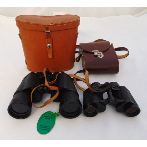 166 - Two pairs of binoculars to include Carl Zeiss Jena Jenoptem 8 x 30w in fitted leather case and Omega... 