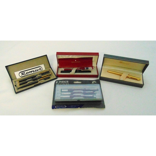167 - A quantity of writing implements to include Sheaffer, Parker and Messenger all in original packaging