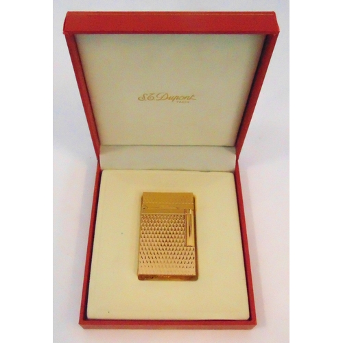 176 - S T Dupont gold plated cigarette lighter in original packaging