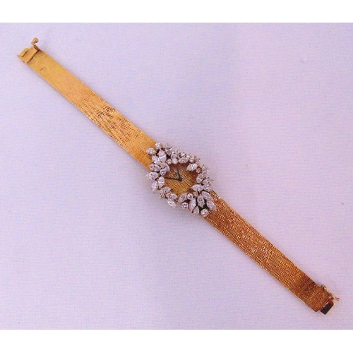 245 - Golay and Stahl 18ct gold ladies Art Deco wristwatch with diamond bezel, approx total weight 40.0g