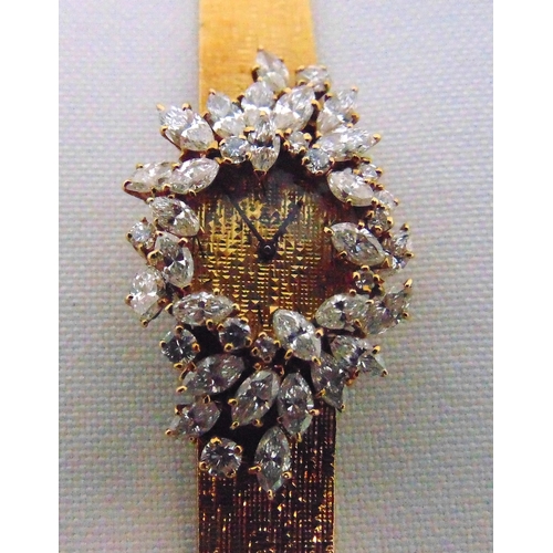 245 - Golay and Stahl 18ct gold ladies Art Deco wristwatch with diamond bezel, approx total weight 40.0g