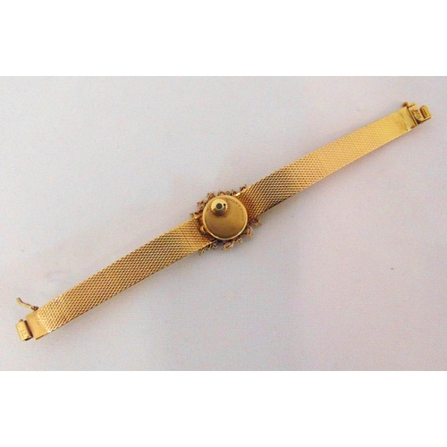 245 - Golay and Stahl 18ct gold ladies Art Deco wristwatch with diamond bezel, approx total weight 40.0g