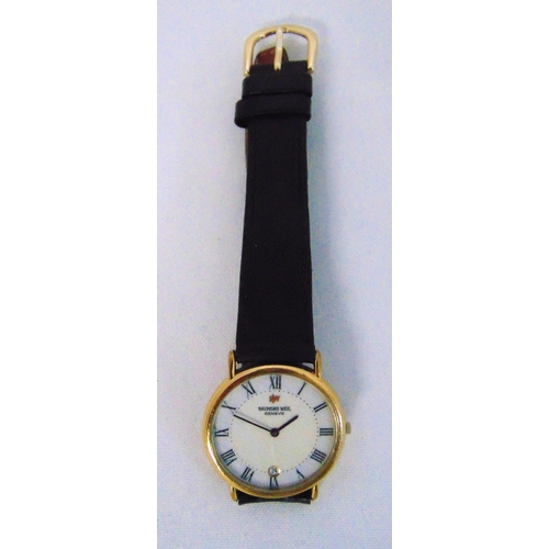 249 - Raymond Weil Geneve gold plated wristwatch with leather strap