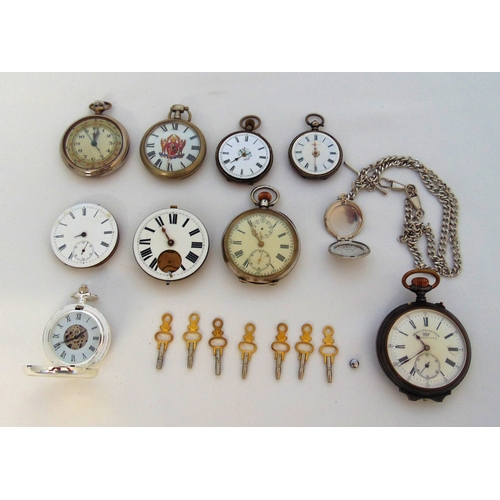 257 - Six pocket watches by various makers A/F and watch accessories