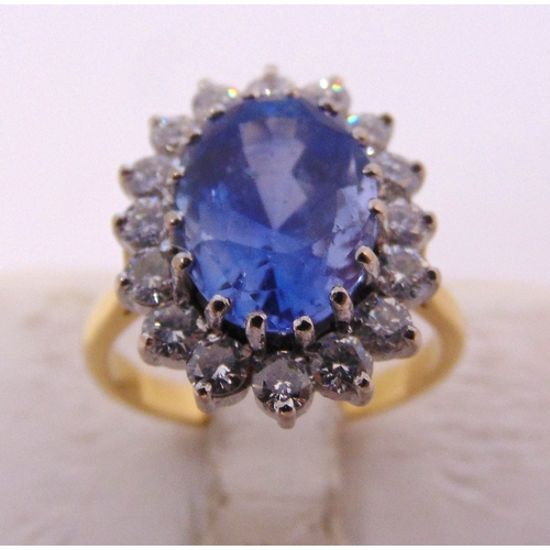 278 - 18ct yellow gold tanzanite and diamond dress ring, approx total weight 6.1g