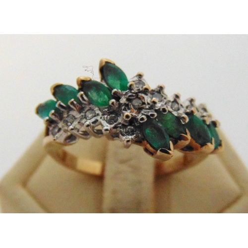 282 - 9ct yellow gold, diamond and emerald dress ring, approx total weight 2.6g