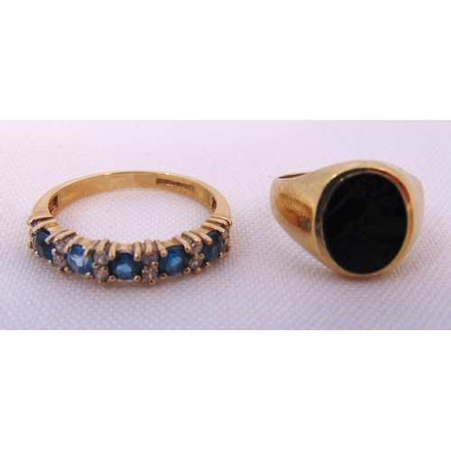 285 - Two 9ct yellow gold rings set with coloured stones, approx total weight 5.4g