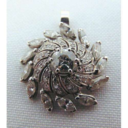 291 - Platinum and diamond pendant set with old cut diamonds, approx total weight 5.2g