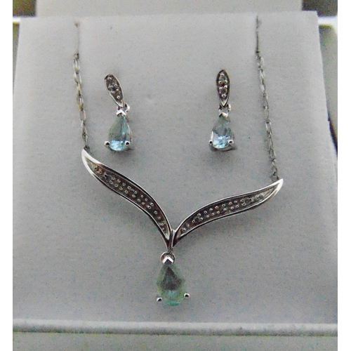 293 - 9ct white gold pendant necklace and matching earrings, approx total weight 2.5g