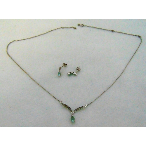 293 - 9ct white gold pendant necklace and matching earrings, approx total weight 2.5g