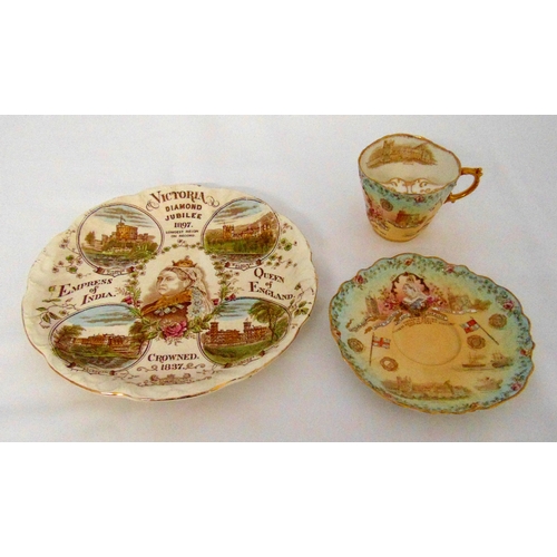 107 - H. Aynsley and Sons by special appointment to Queen Victoria, a moustache cup and saucer and a Victo... 