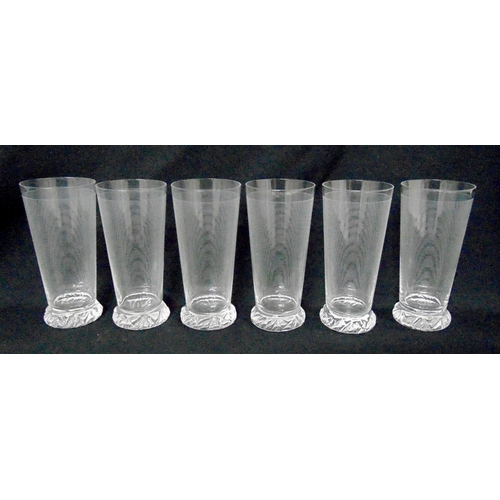 153 - A set of six Daum orangeade glasses, signed to the base, 15.5cm (h)