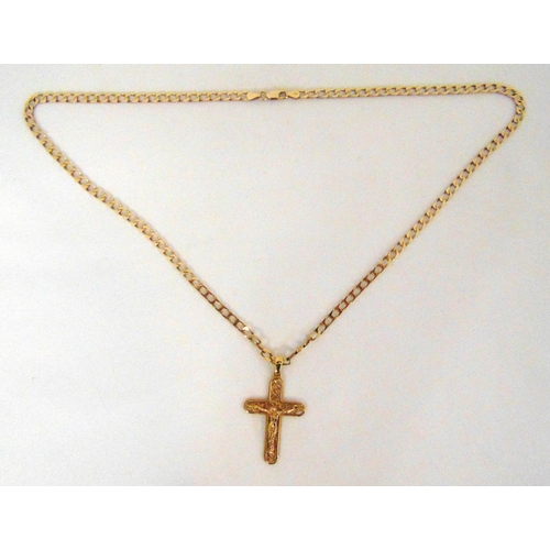 306 - 9ct yellow gold Crucifix pendant on a 9ct gold fancy link chain, approx total weight 21.1g