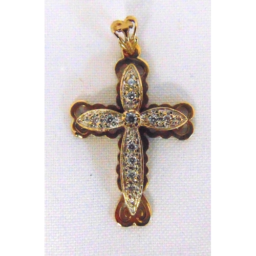 317 - 9ct gold and white stone Crucifix pendant, approx total weight 5.7g
