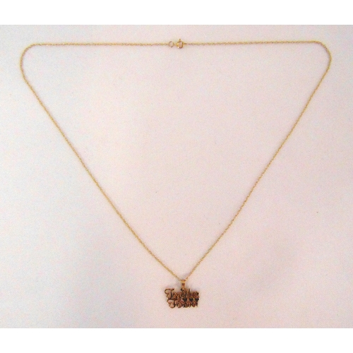 337 - 9ct yellow gold pendant on a 9ct yellow gold chain, approx total weight 1.2g