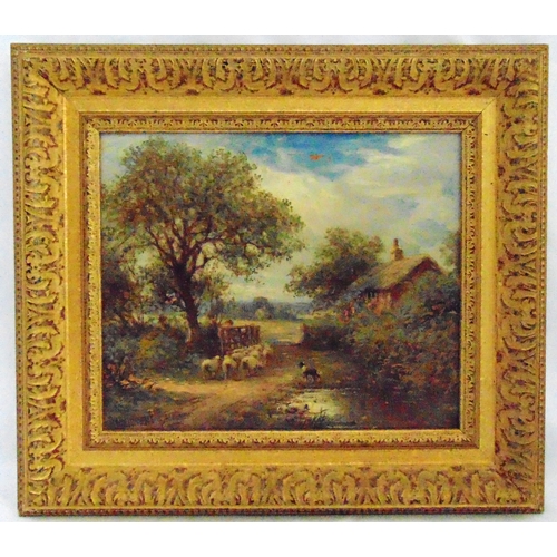 63 - Henry Maidment framed oil on panel titled Bringing Home the Sheep, signed bottom left, label to vers... 