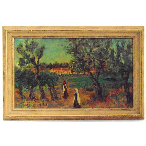 70 - Salvador Vasquez del Rio framed oil on canvas titled Paysage Galaico Omino, signed bottom left, 33 x... 