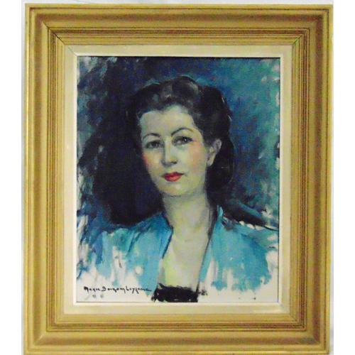 74 - Marie Bourdon-Loyzance framed oil on canvas portrait of a lady, signed bottom left, 46 x 38.5cm