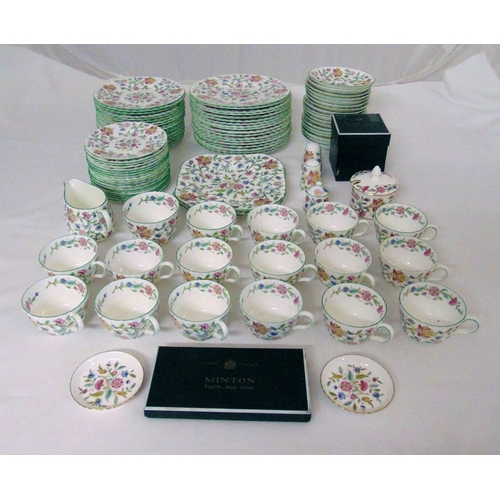 84 - Minton Haddon Hall dinner and tea service to include plates, bowls, cups and saucers (98)