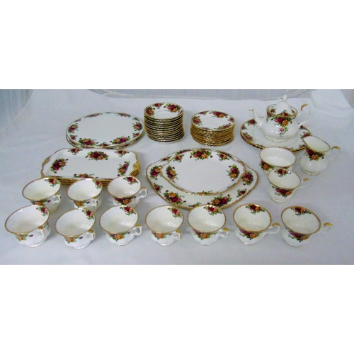 92 - Royal Albert Old Country Roses teaset for twelve place settings to include a teapot, milk jug, sugar... 