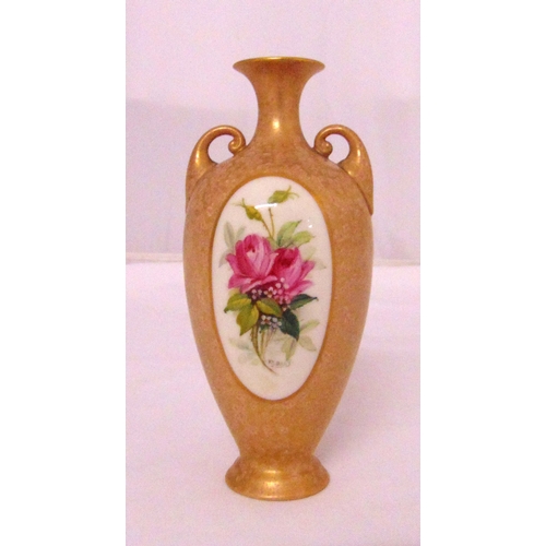 99 - Royal Worcester baluster vase decorated with flowers and gilding, marks to the base, 17cm (h)