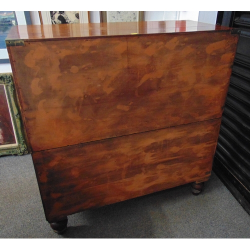 1 - A 19th century rectangular mahogany campaign chest with five drawers, brass handles and fittings, al... 