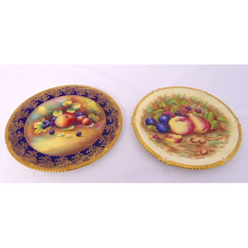 118 - Aynsley and Paragon cabinet plates decorated with fallen fruit, marks to the bases, 27cm (d)