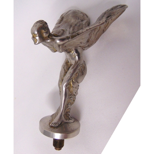 172 - Rolls Royce Spirit of Ecstasy car radiator cap 11cm (h) and a Rolls Royce hub cap 42.5cm (d)