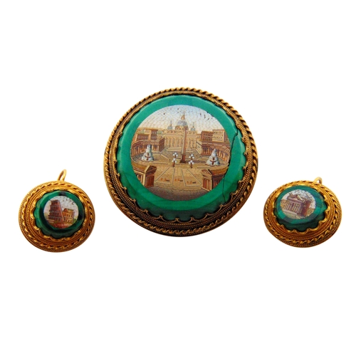 276 - A 19th century micro-mosaic brooch of Saint Peters in Rome set within a filigree gold frame A/F and ... 
