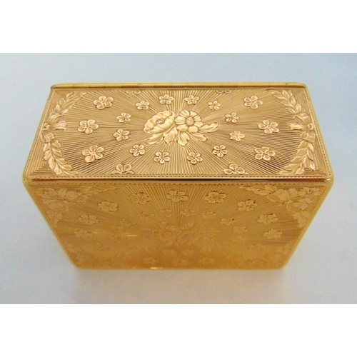 251 - Louis XV rectangular gold snuffbox by Lazare Antoine Clérin of Paris circa 1754 chased with flowers,... 