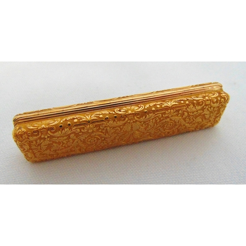 252 - A French 19th century Louis XVI style gold and enamel rectangular toothpick holder decorated to the ... 
