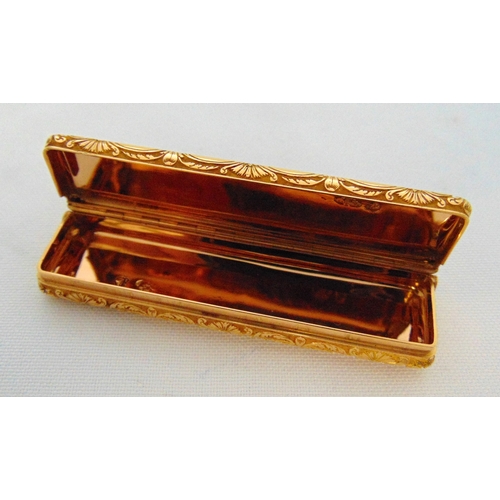 252 - A French 19th century Louis XVI style gold and enamel rectangular toothpick holder decorated to the ... 