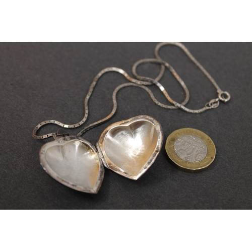 1 - 925 Silver chain and Large engraved heart locket