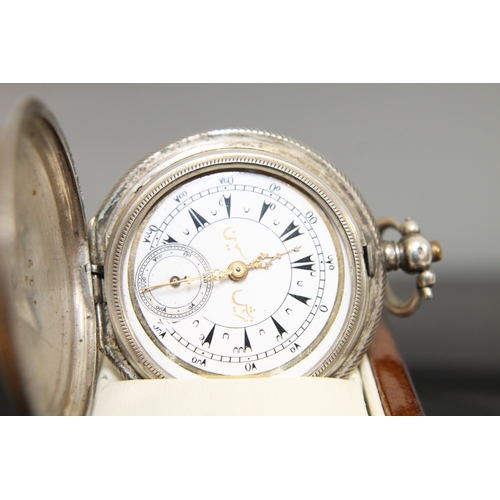 128 - 800 silver Islamic pocket watch with compass for prayer