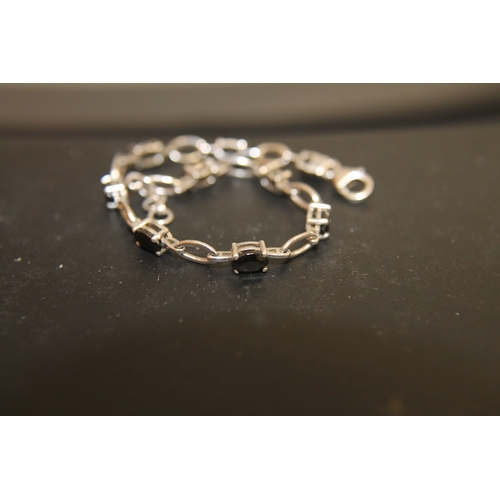 158 - 925 silver smoky quartz bracelet size 7''