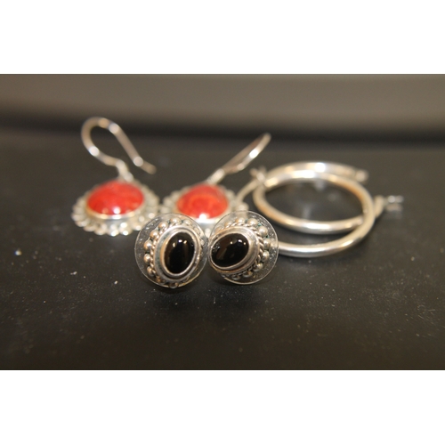 169 - 925 silver earrings inc hoops