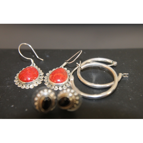 169 - 925 silver earrings inc hoops