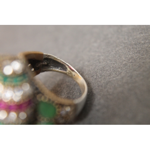 24 - 925 silver multi colour stoned ring size L