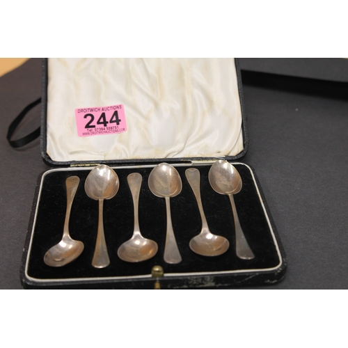 244 - Cased set of 6 x hallmarked Birmingham silver tea spoons weight 70.78g